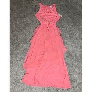 Tahari Arthur S. Levine Tiered Pink Maxi Long Dress Size 12 Fairycore Prom